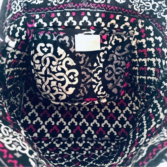 👜Vera Bradley Quilted Canterbury Magenta Purse Tote Bag – Black, Purple, White - Picture 9 of 10